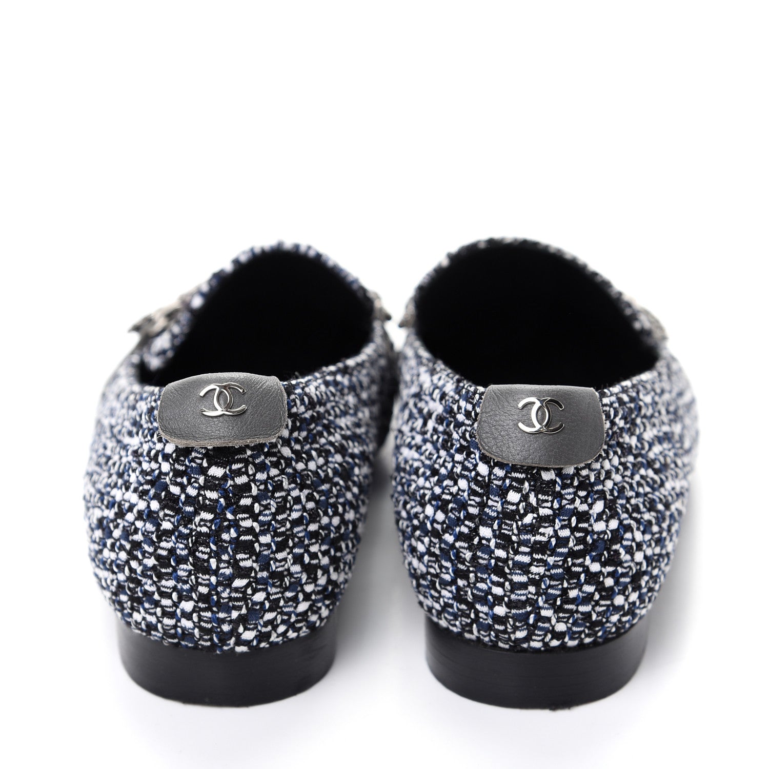Chanel Tweed Lambskin Cap Toe Charm Loafers 36.5 Black Multicolor 7 of 10