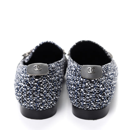 Chanel Tweed Lambskin Cap Toe Charm Loafers 36.5 Black Multicolor 7 of 10
