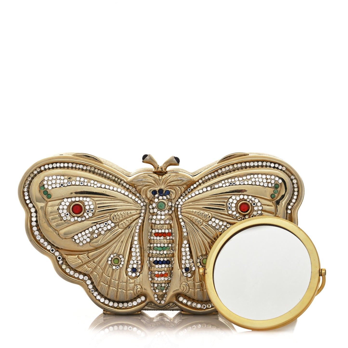 Crystal Butterfly Celestrina Minaudiere Clutch Gold