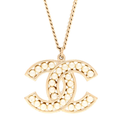 Chanel Pearl CC Pendant Necklace Light Gold 4 of 6
