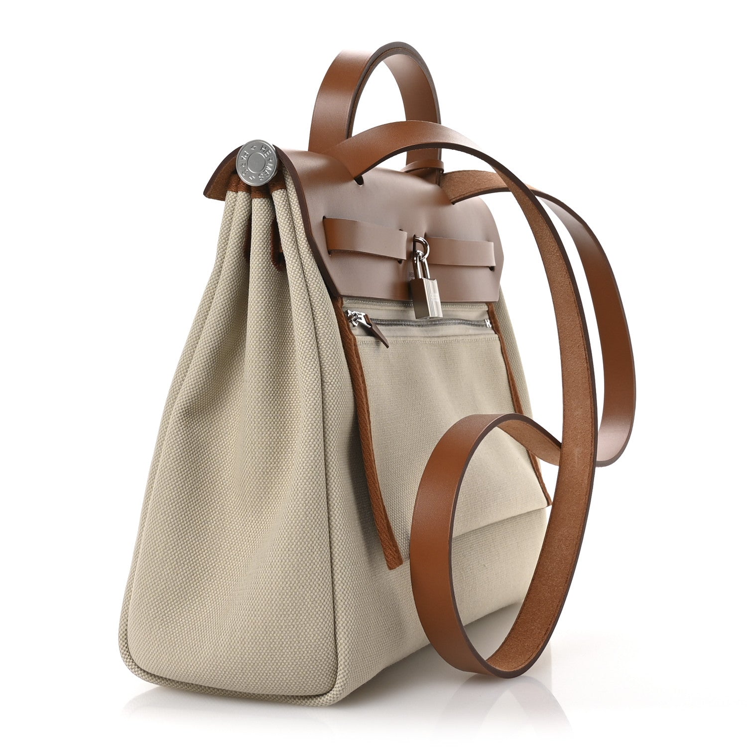 Hermes Military Toile Vache Hunter Herbag Zip Retourne 31 PM Beton Fauve 4 of 11