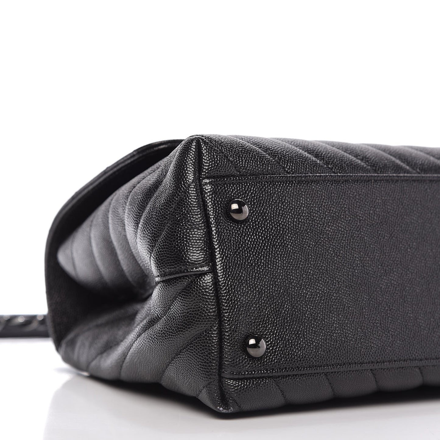 Caviar Chevron Quilted Small Coco Handle Flap So Black