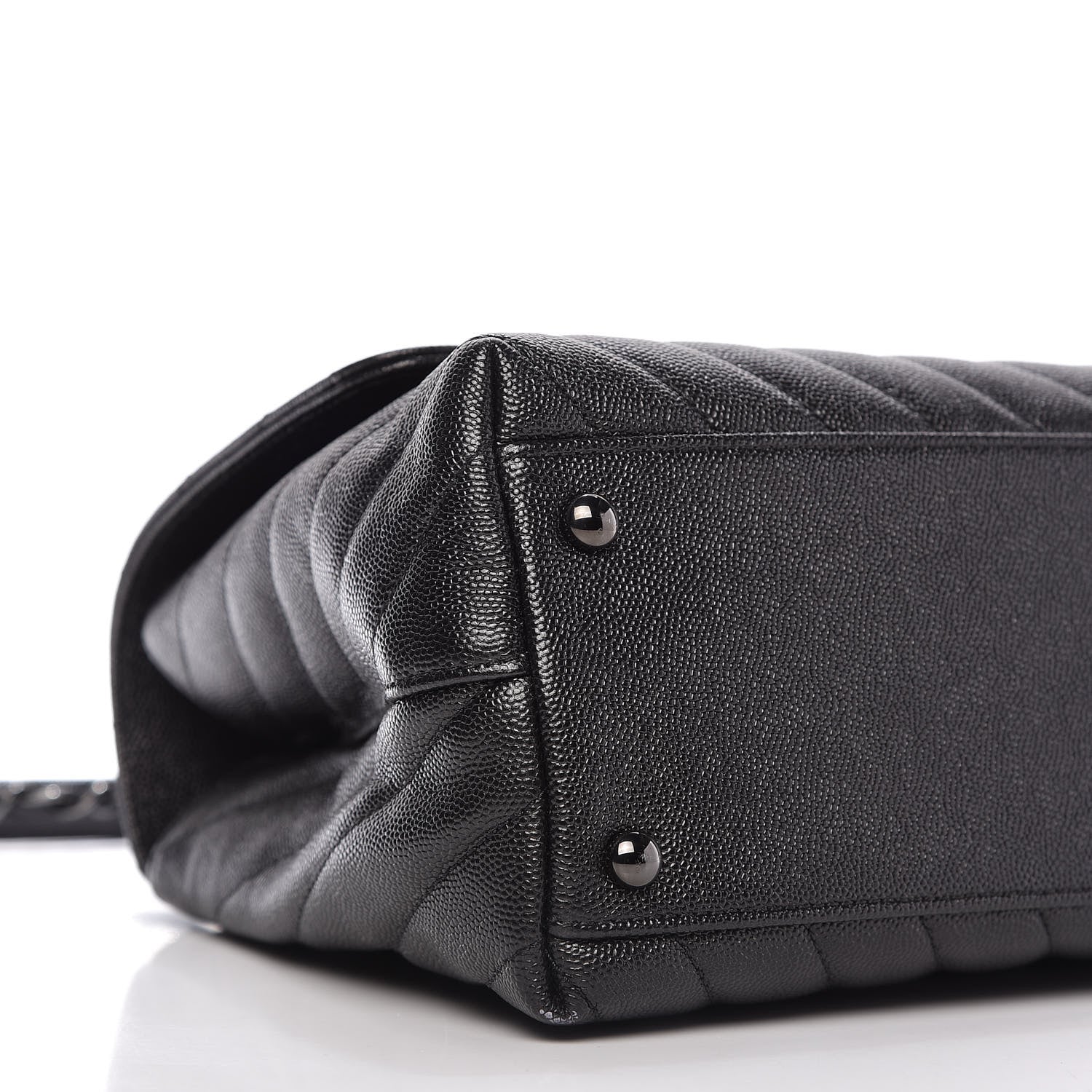 Chanel Caviar Chevron Quilted Small Coco Handle Flap So Black 6 of 11
