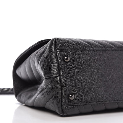 Chanel Caviar Chevron Quilted Small Coco Handle Flap So Black 6 of 11