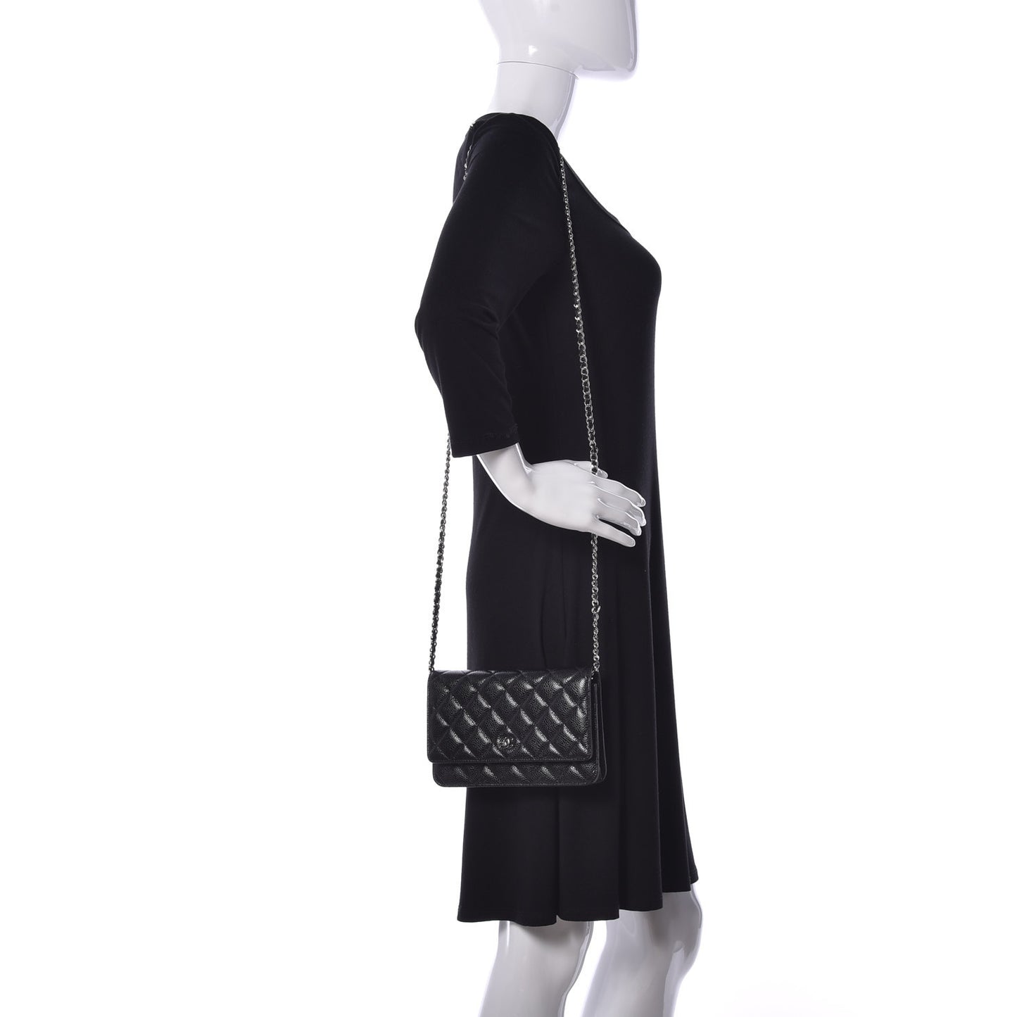 Caviar Quilted Wallet On Chain WOC Black