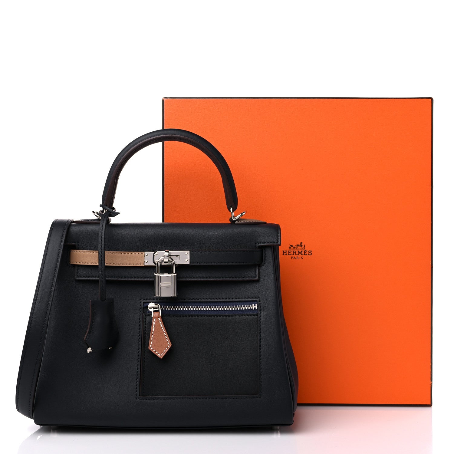 Hermes Swift Colormatic Kelly Retourne 25 Caban Black Chai Gold Etoupe 12 of 12