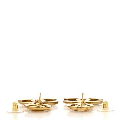 Chanel Metal Textured CC Scroll Drop Earrings Gold 3 of 5