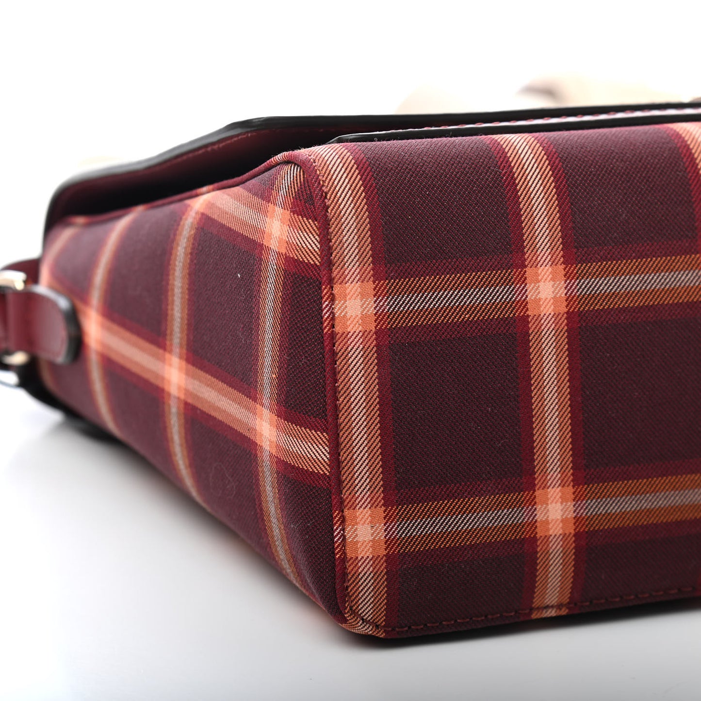 Calfskin Nylon Tartan Note Crossbody Bag Bright Red