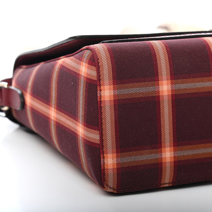 Burberry Calfskin Nylon Tartan Note Crossbody Bag Bright Red 8 of 9