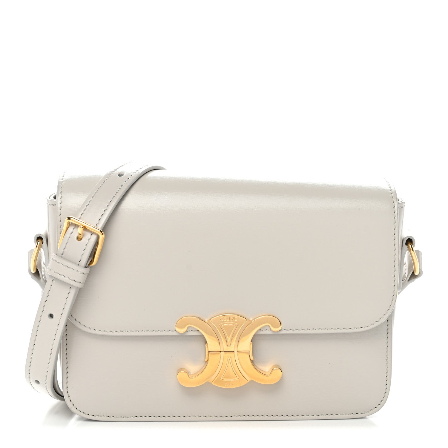 Celine Shiny Calfskin Teen Triomphe Chalk 1 of 13