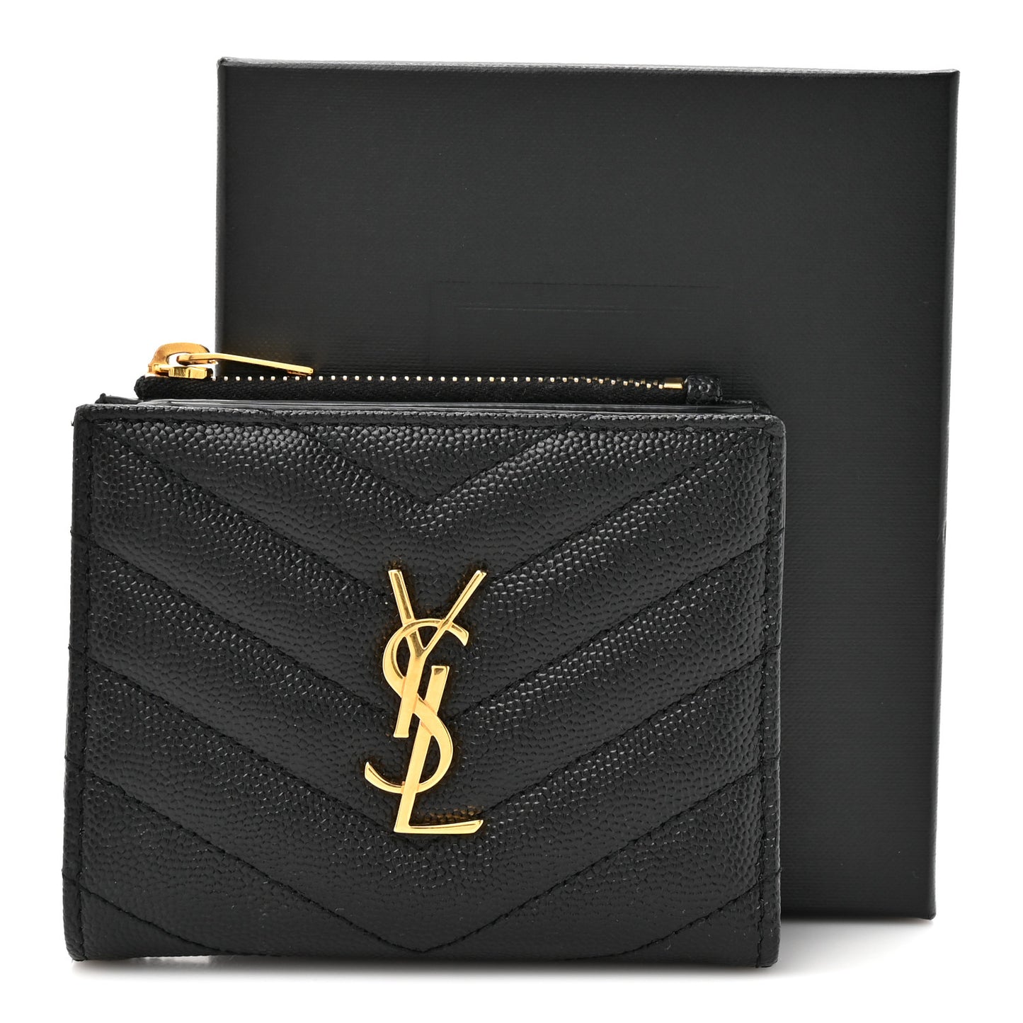 Grain De Poudre Matelasse Chevron Monogram Zipped Card Case Black