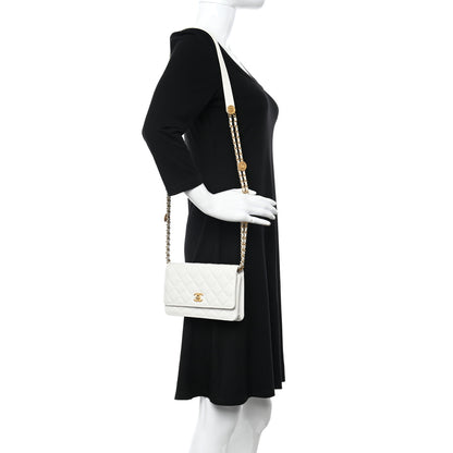Chanel Caviar Quilted Twist Your Buttons Wallet On Chain WOC White 2 of 14