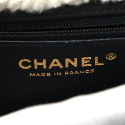 Chanel Lambskin Shearling Large CC Flap Bag Black White 6 of 10