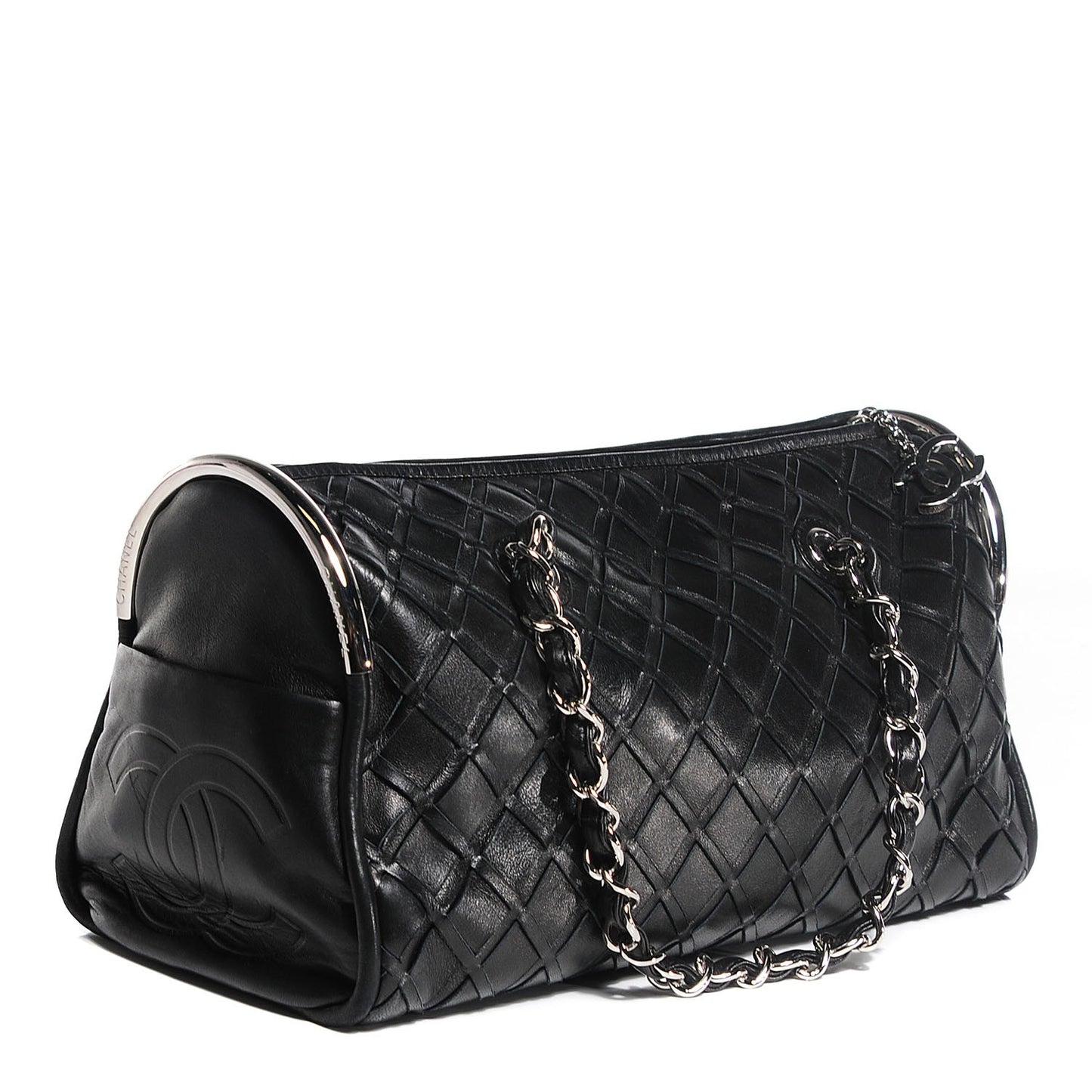 Lambskin Woven Medium Ultimate Soft Sombrero Bag Black