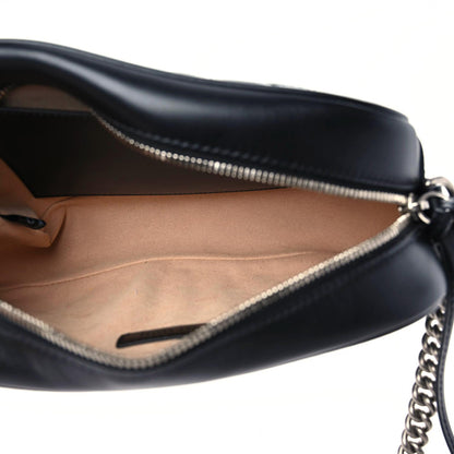 Gucci Calfskin Matelasse Aria Small GG Marmont Chain Shoulder Bag Black 8 of 10