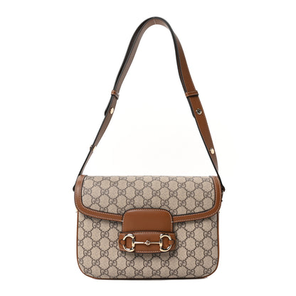 Gucci GG Supreme Monogram Horsebit 1955 Soft Small Shoulder Bag Beige Brown Sugar 1 of 9