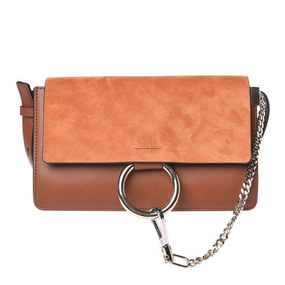 Chloe Suede Calfskin Small Faye Shoulder Bag Tobacco 1 of 7