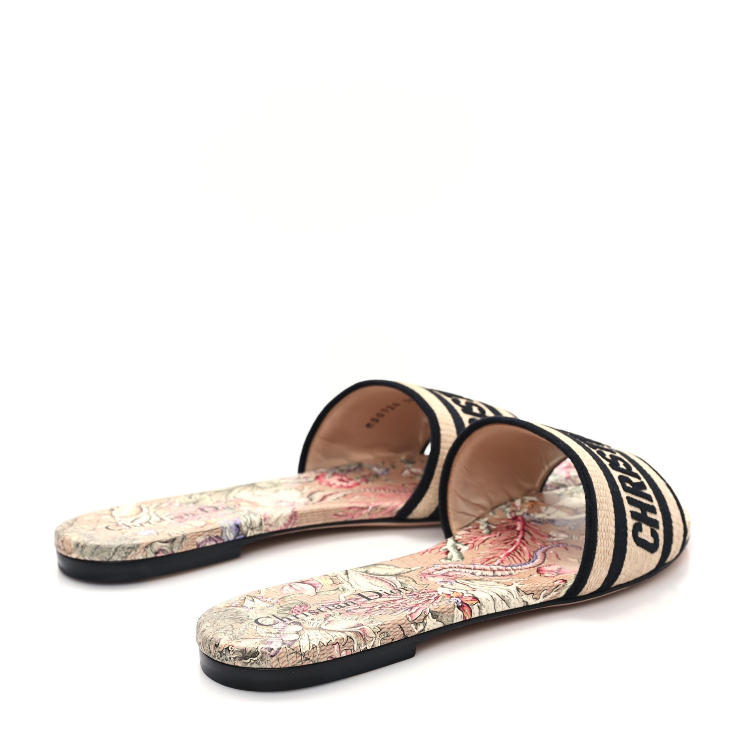 Straw Embroidered Cabinet de la Mer Dway Mules Slide Sandals 38.5 Multicolor