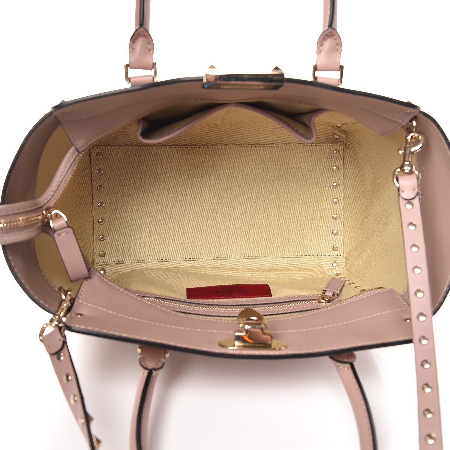 Valentino Garavani Vitello Small Rockstud Double Handle Tote Poudre 5 of 7
