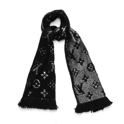 Louis Vuitton Wool Silk Logomania Shine Scarf Black 1 of 4