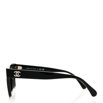Chanel Acetate Crystal CC Rectangle Sunglasses 5496-B Black 3 of 7