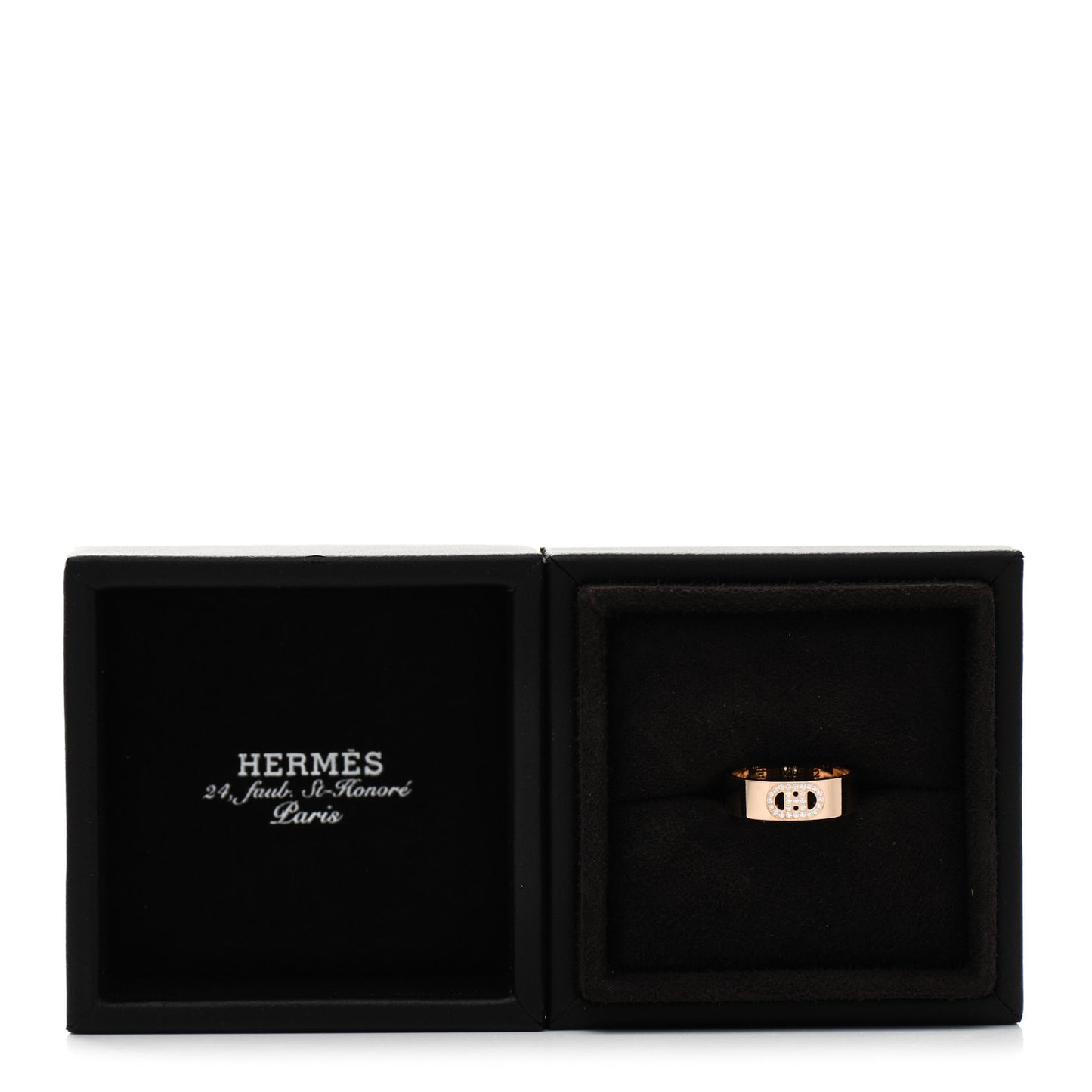 18K Rose Gold Diamond PM H D'Ancre Ring 52 6