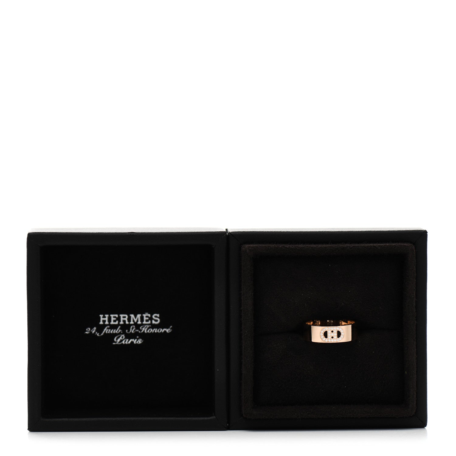 Hermes 18K Rose Gold Diamond PM H D'Ancre Ring 52 6 5 of 5
