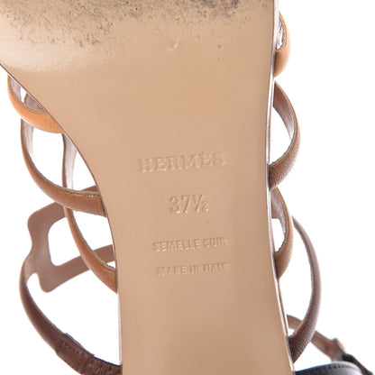 Hermes Calfskin Oracle Sandals 37.5 Palissandre Gold White Black 6 of 10