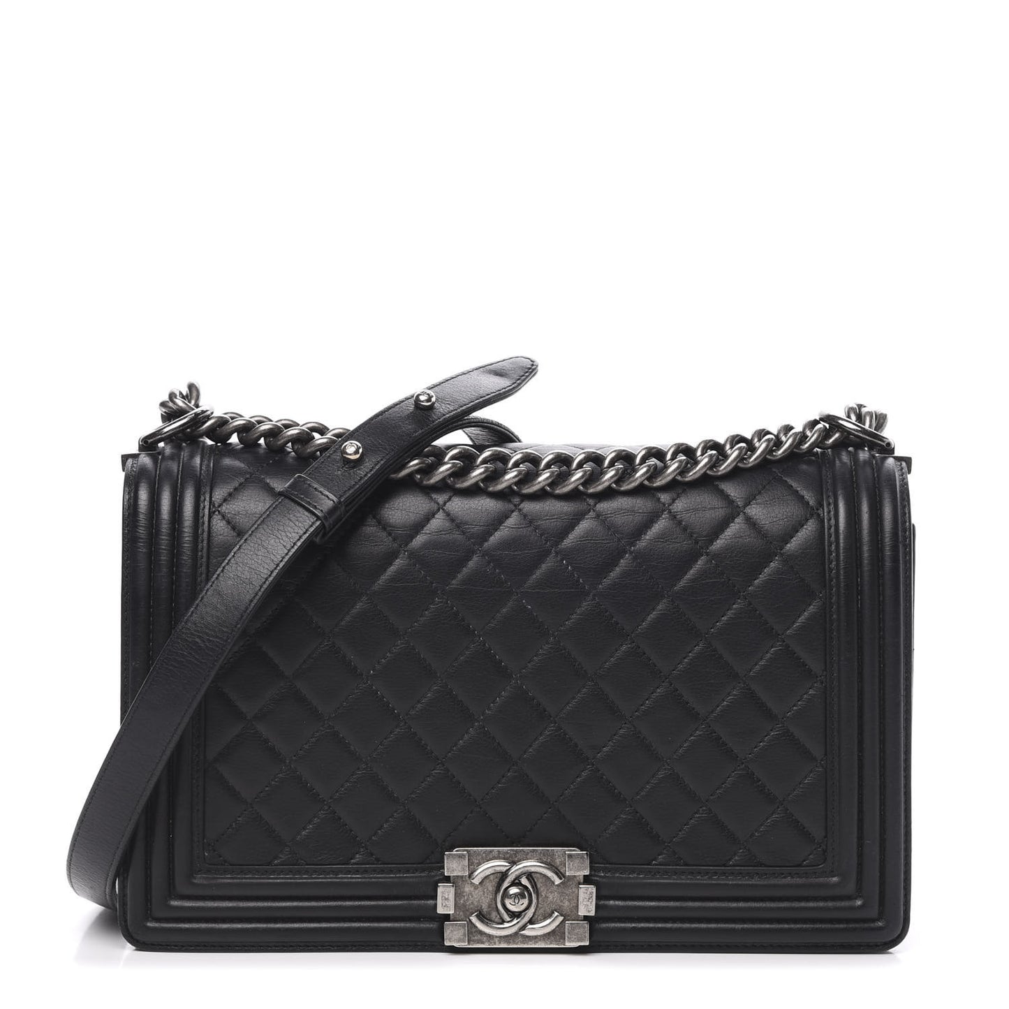 Calfskin Quilted New Medium Boy Flap Black