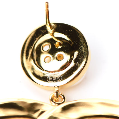 Chanel Metal Large Paris Button Earrings Gold 4 of 4