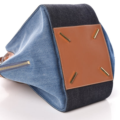 Loewe Calfskin Denim Small Hammock Shoulder Bag Blue Tan 5 of 9