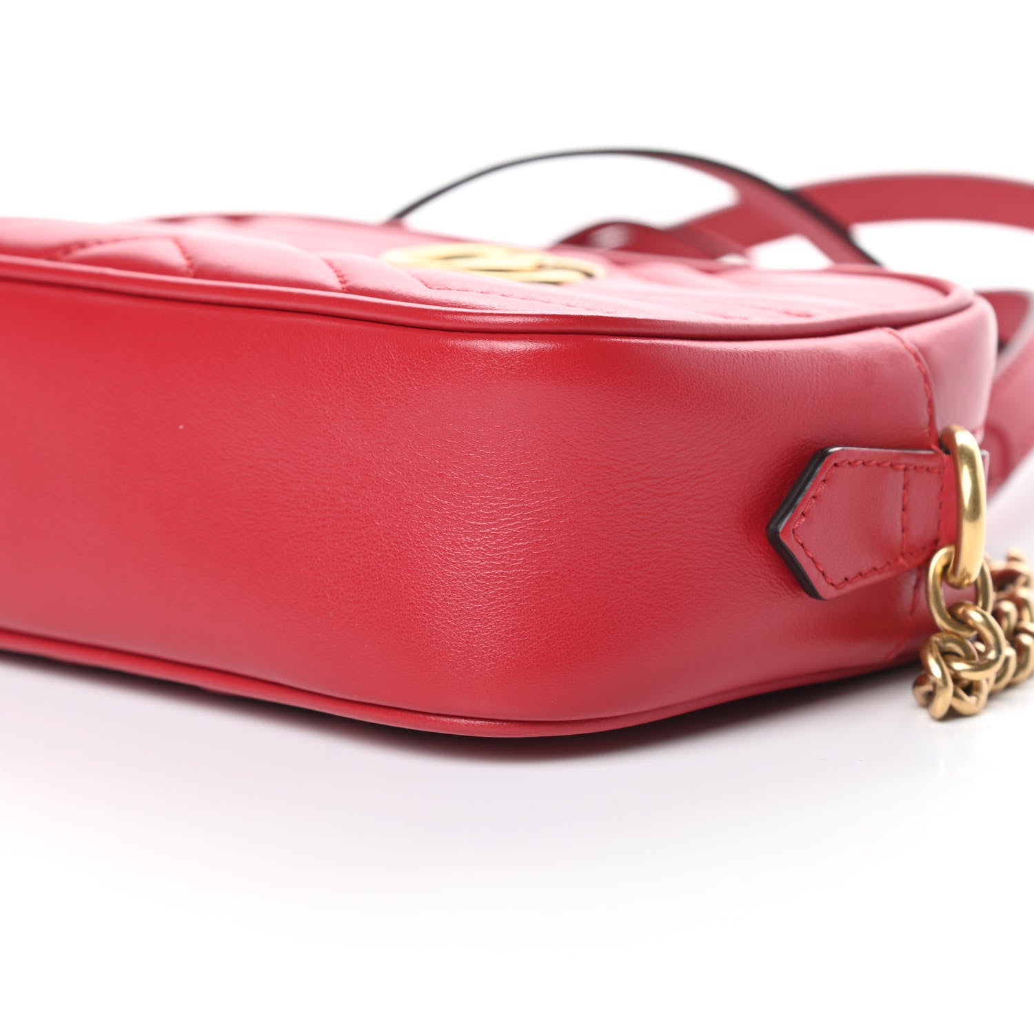Gucci Calfskin Matelasse Mini GG Marmont Chain Shoulder Bag Hibiscus Red 10 of 10