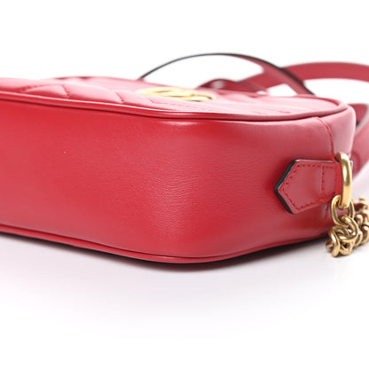 Gucci Calfskin Matelasse Mini GG Marmont Chain Shoulder Bag Hibiscus Red 10 of 10