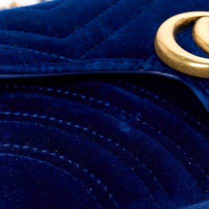 Gucci Velvet Matelasse Mini GG Marmont Shoulder Bag Cobalt Blue 14 of 14