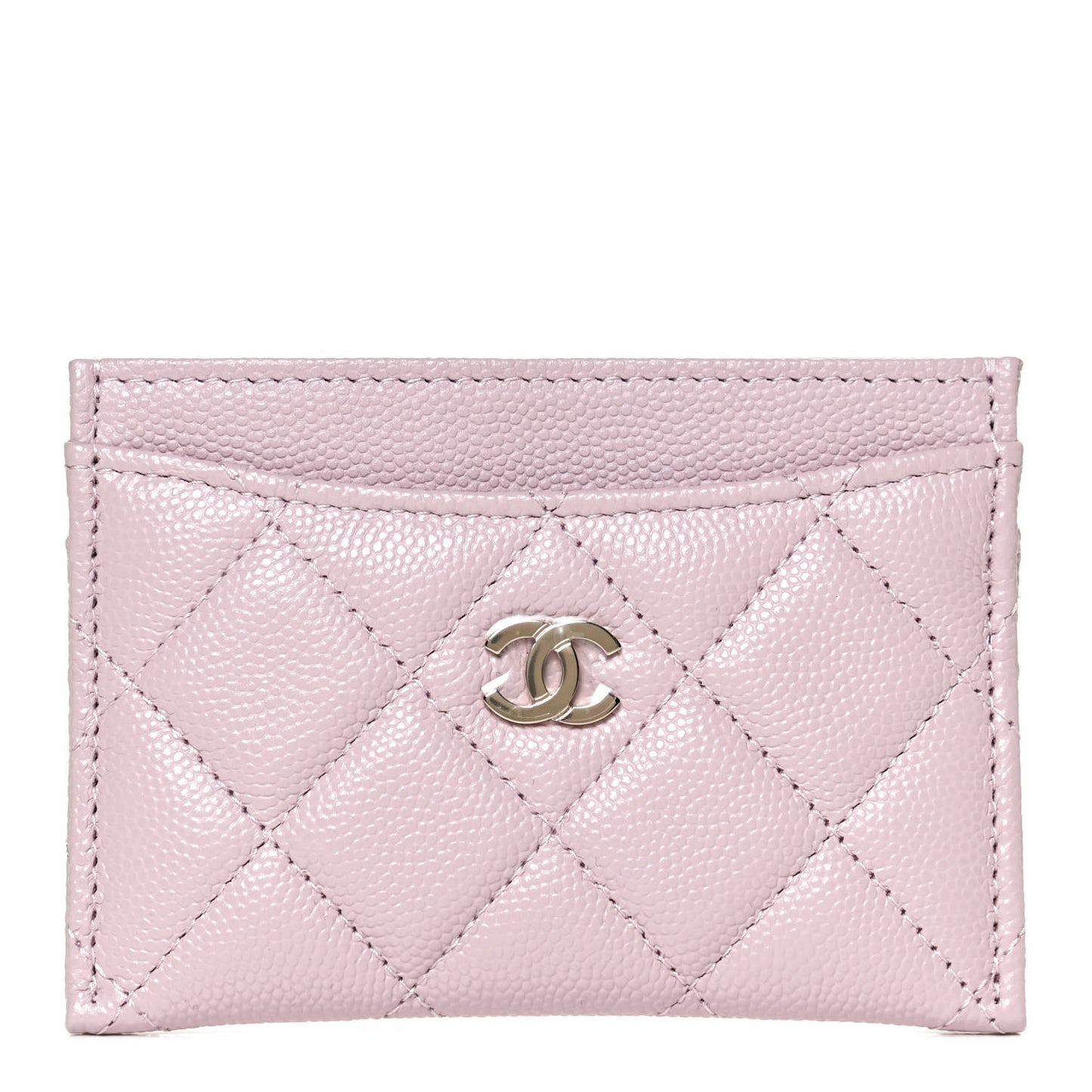 Caviar Quilted Card Holder Light Pink
