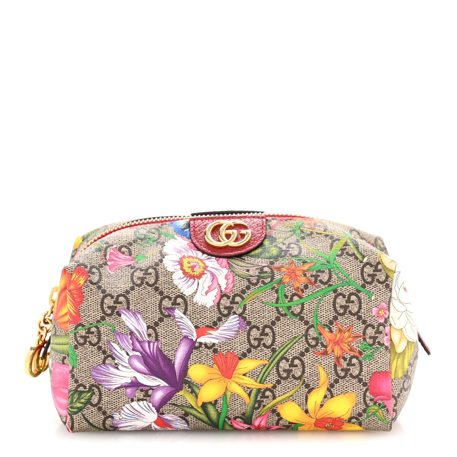 Gucci Soft GG Supreme Monogram Flora Calfskin Medium Ophidia Cosmetic Case Beige Ebony Multicolor Rosso 1 of 9