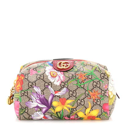 Gucci Soft GG Supreme Monogram Flora Calfskin Medium Ophidia Cosmetic Case Beige Ebony Multicolor Rosso 1 of 9
