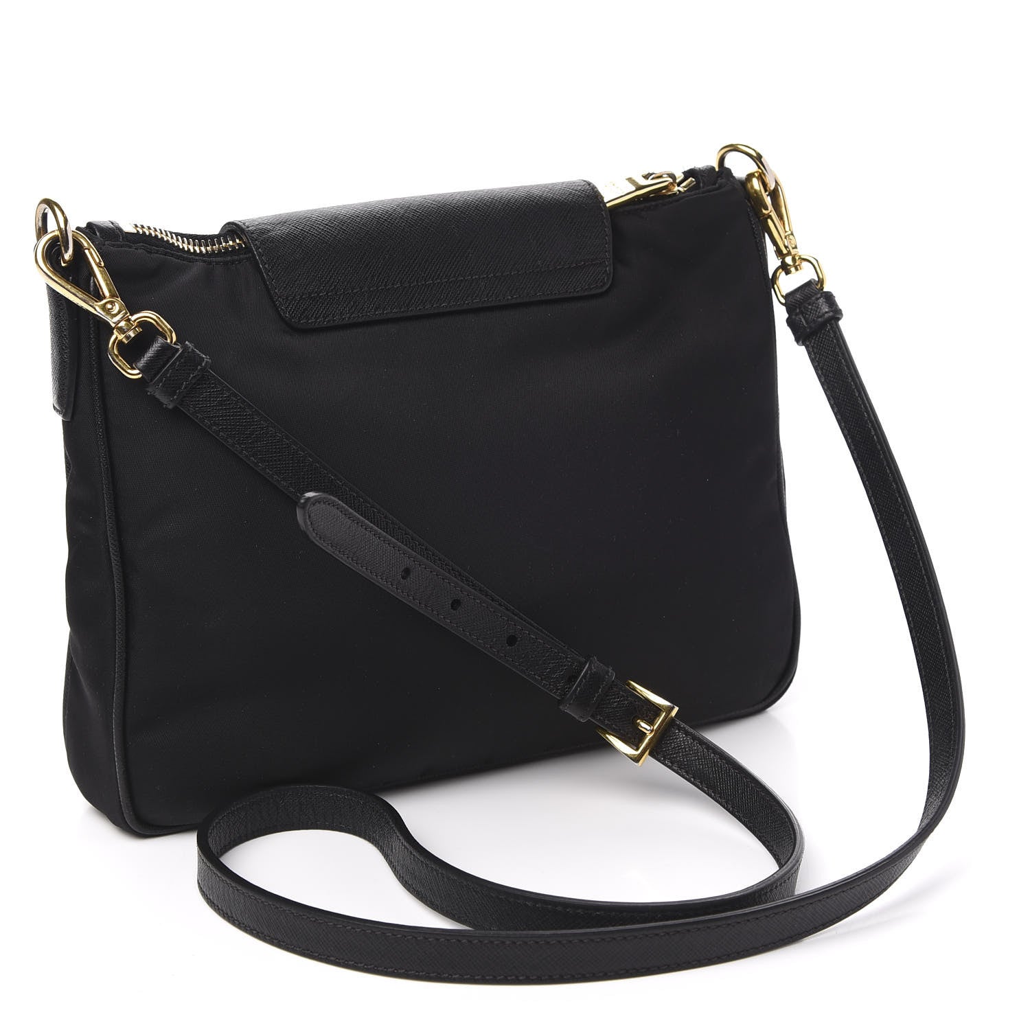 Prada Tessuto Nylon Saffiano Crossbody Bag Black 3 of 10