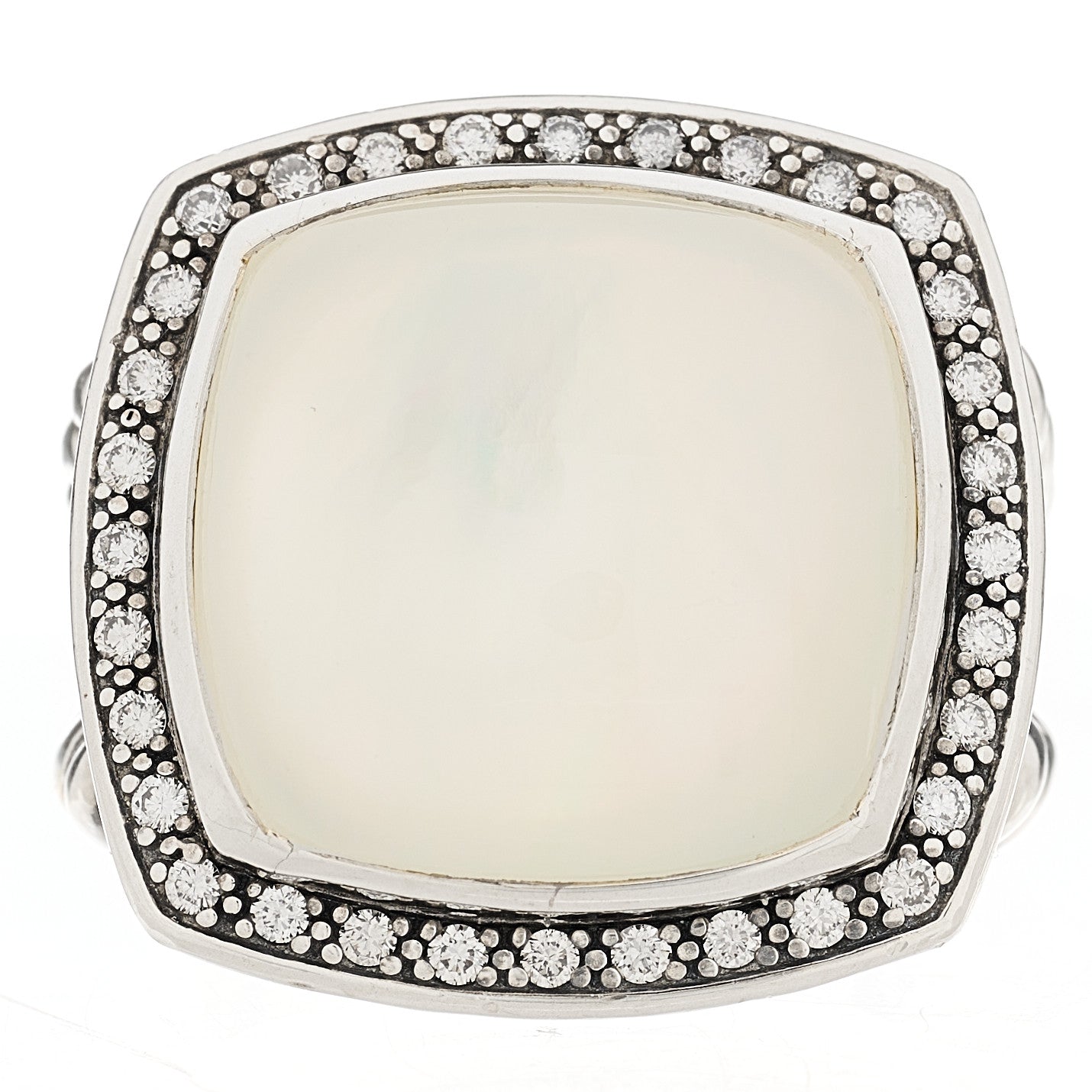 Sterling Silver Diamond Mother of Pearl 17mm Albion Ring 53 6.5