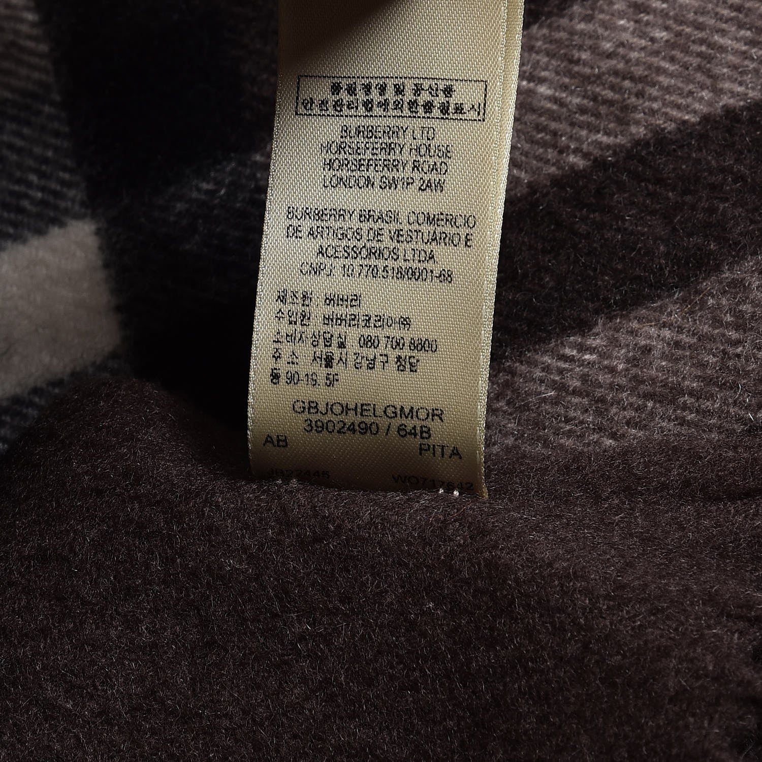 Burberry Cashmere Giant Check Fringe Scarf Dark Brown 6 of 7