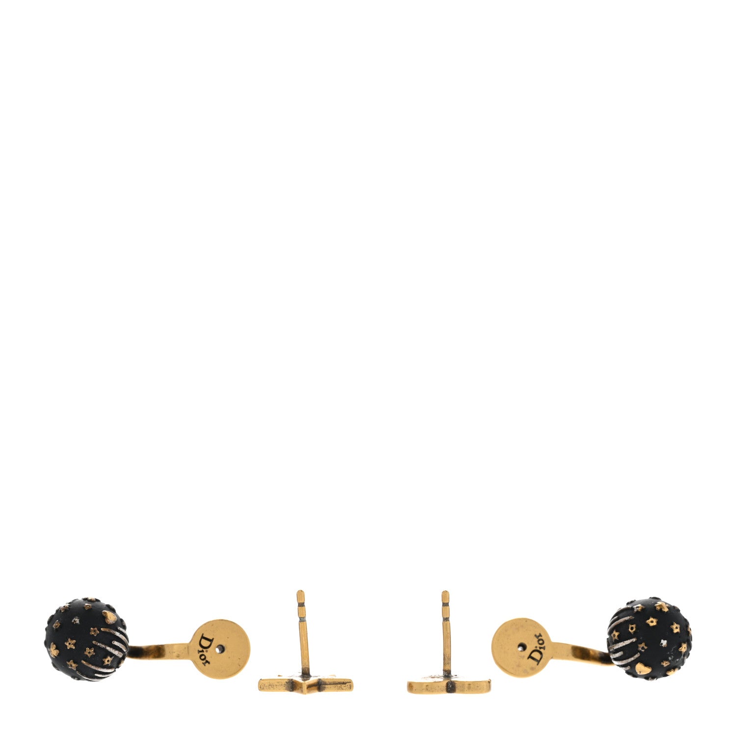 Christian Dior Metal Star Heart Earrings Black Gold 3 of 7