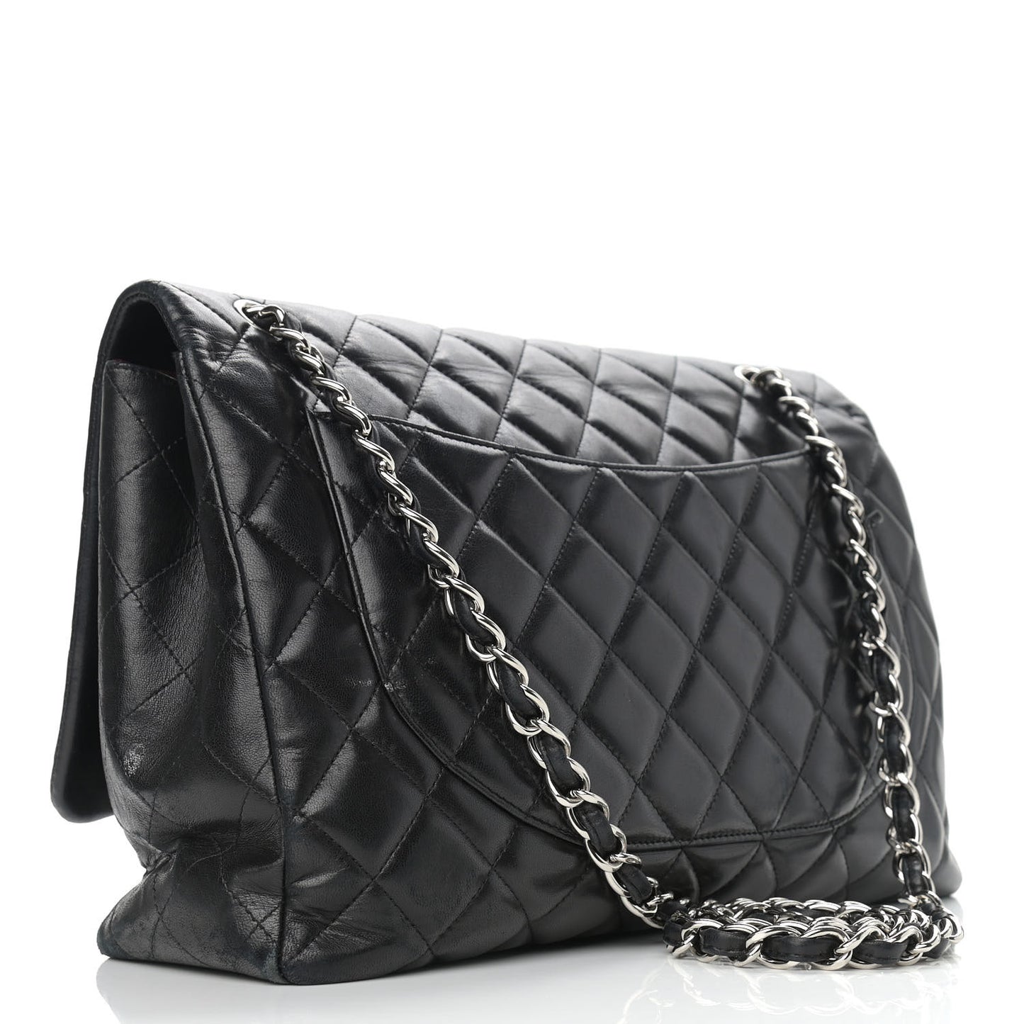 Lambskin Quilted Maxi Single Flap Black