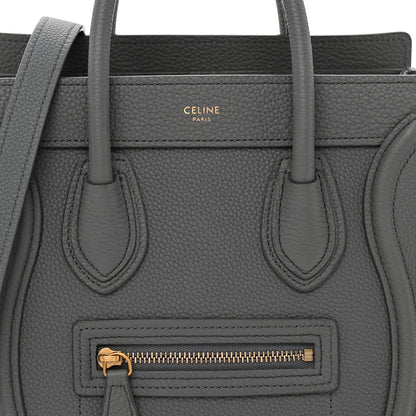 Celine Drummed Calfskin Nano Luggage  Kohl 8 of 10