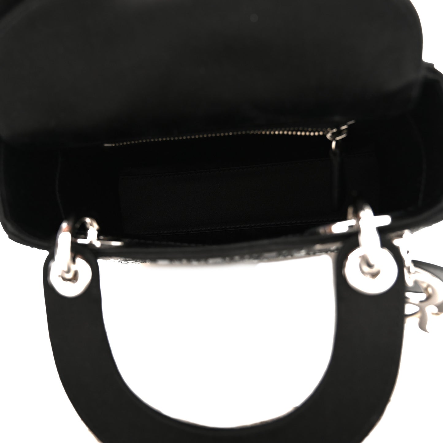 Satin Crystal Cannage Mini Lady Dior Black