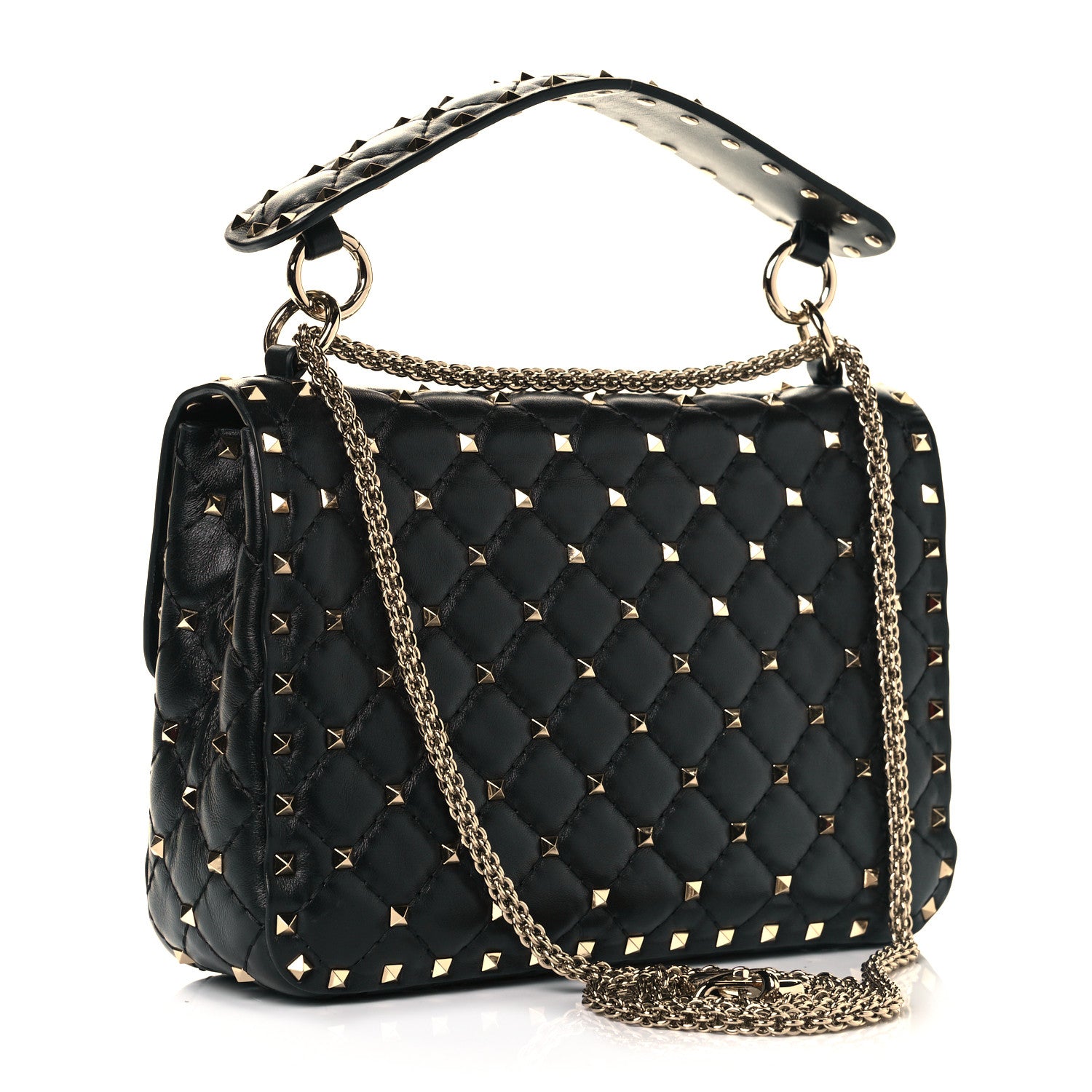 Valentino Garavani Lambskin Medium Rockstud Spike Shoulder Bag Black 3 of 10