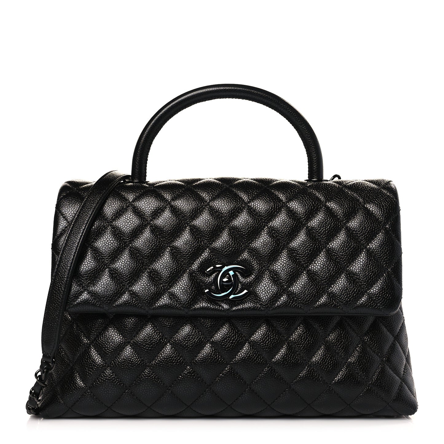 Caviar Quilted Medium Coco Handle Flap So Black