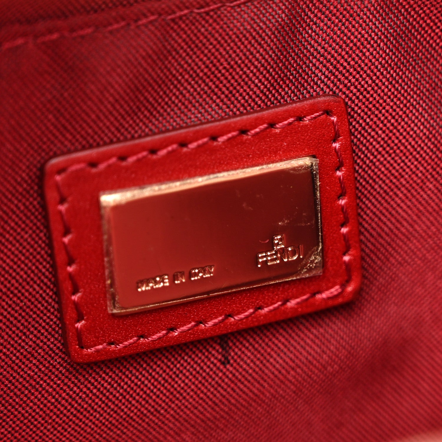 Fendi Zucchino Vitello Mini Mama Baguette Beige Rosso 6 of 13