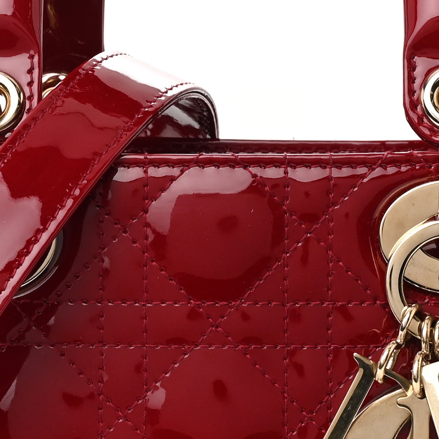Patent Cannage Small Lady Dior Cherry Red