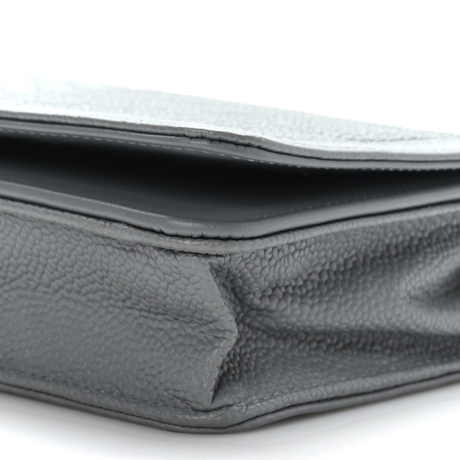 Chanel Caviar Chevron Quilted Boy Wallet On Chain WOC Grey 9 of 9