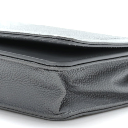 Chanel Caviar Chevron Quilted Boy Wallet On Chain WOC Grey 9 of 9